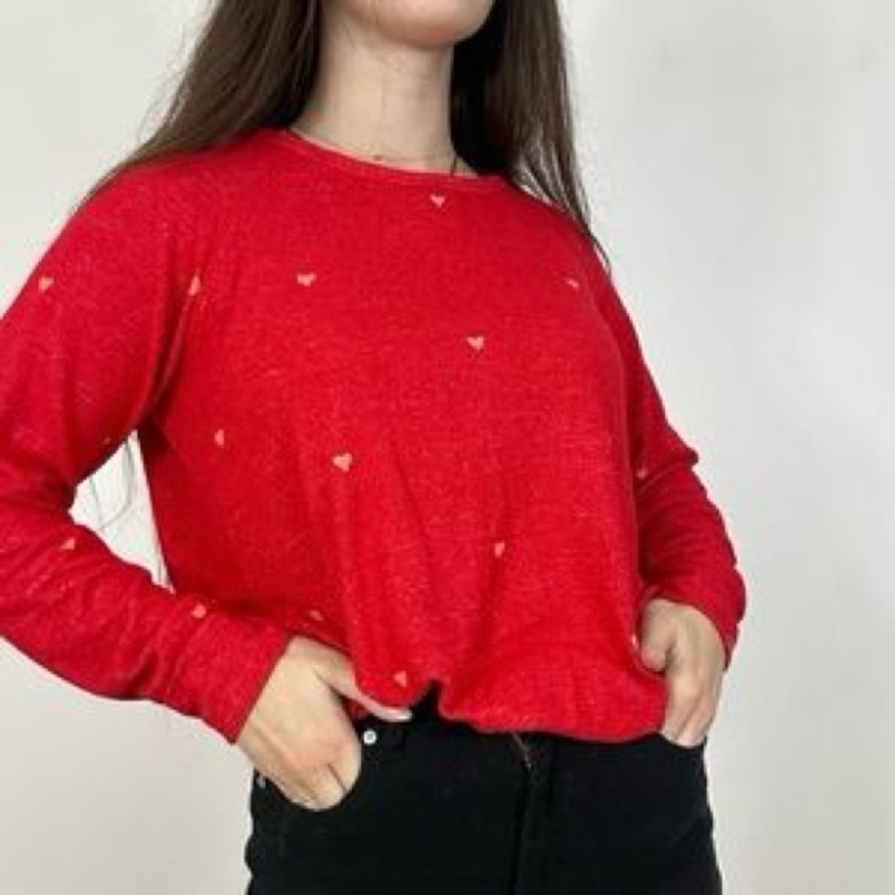 Buffalo David Bitton Red fuzzy heart pullover sweater jumper Size XL